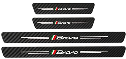 LNHJZ 4 Pezzi Fibra di Carbonio Battitacco per Auto Sticker, per Fi-at 500 500X 500L Tipo Punto Bravo, Esterno Battitacco Protezione Plates Anti-Graffio Scuff Adesivi Decorativi Accessori, Bravo