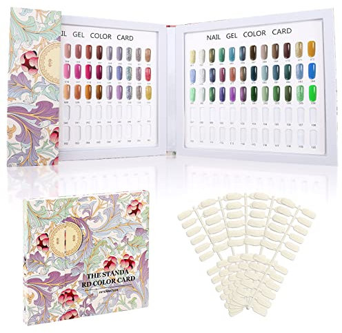 Segbeauty Nail Affichage Graphique Couleur, 120 Colores, avec 144 Faux Ongles, Présentoir Nuancier pour Vernis à Ongles, Pratique Nail Salon Professionnel Nuancier Nail Design Card Board, Fleur Mauve