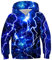 Belovecol Kinder Hoodies Jungen Mädchen 3D Cool Hoody Lustiger Pullover Uniform Hoodie Sweatshirt Langarm Pullover mit Zwei Taschen für Teen Blue Lightning 14 15 16 Jahre