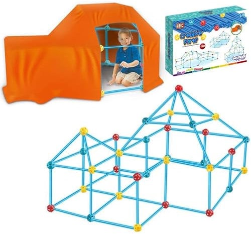 WOOPIE Gros blocs de construction Ensemble de tente Pailles Tubes 128 c. Blocs Tente de construction pour enfants