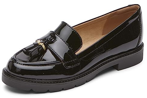 Rockport Damen Kacey Quaste Loafer Flach, Schwarz Lack, 5.5 Wide