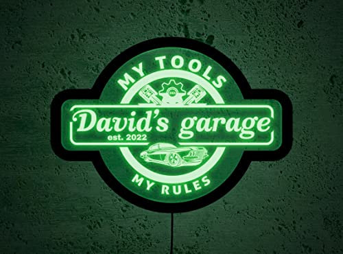 Enseigne Au Néon Personnalisée Pour Garage, Enseigne Lumineuse De Garage, Enseigne LED De Garage, Enseigne De Nom De Garage, Enseigne De Garage Personnalisée Pour Hommes, Décoration Murale De Garage