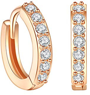 DeaAmyGline Ohrringe Silber 925 Creolen- Silber Ohrringe Damen 925 Hängend Hoop Ohrringe mit Kristall Strass Zirkonia - Geschenke für Frauen Mädchen (Silber,Gold,Rosegold,12mm