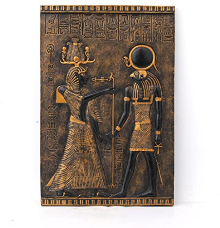 Veronese Design Ägyptisches Wandschild Merneptah und Ra Tal der Könige, Skulptur, Kunstharz, 24,5 cm