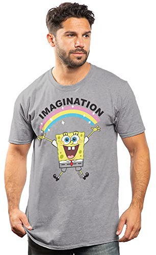 Cotton Soul Spongebob Squarepants Imagination 2 Unisex-T-Shirt, Grau meliert, grau meliert, S