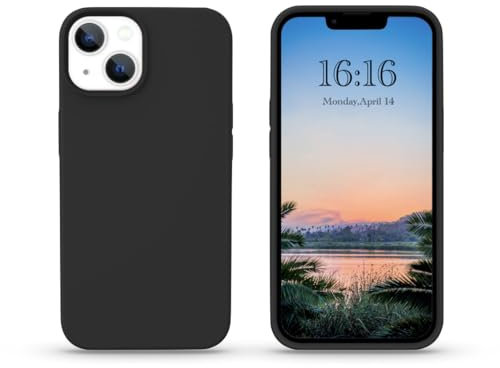 ONIRIX Coque Silicone Liquide Compatible avec iPhone 14 Coque en Silicone Premium, Étui Protection Complète, Cover Antichoc à 3 Structure (Noir)