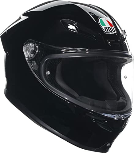 AGV - K6 S AGV E2206 MPLK Integralhelm, Motorradhelm für Brillenträger, Carbon Aramid Schale, Pinlock Max Vision Visier, Sport Touring, Schwarz, S