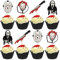 Blumomon 24 Pcs Horror Movie Cupcake Toppers Glitter Horror Ghost Cupcake Picks Killer Birthday Cupcake Picks for Horror Movie Theme Birthday Halloween Party Cake Decorations Supplies