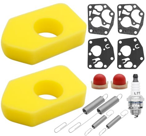 Lawn Mower Replacement Parts Air Filters with 1 L7T Spark Plug 2 Primer Bulbs 4 Carburetor Gaskets 4 Governor Springs for 023200 L7T 495770 795083 5083k Engines
