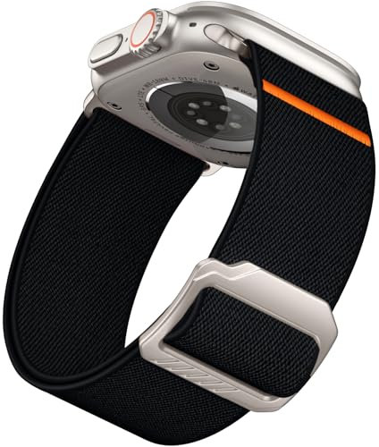 Epova Compatible with Apple Watch Ultra/Ultra 2 Strap 49mm 45mm 44mm 42mm 46mm, 28mm Ultra Wide Adjustable Nylon Sport Replacement Straps for iWatch Ultra Series 10 9 8 7 6 5 4 3 2 1 SE, Black