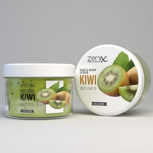 Zenix Face & Body Scrub 275ml | Hautreinigendes Peeling für Gesicht und Körper | entfernt abgestorbene Zellen | klärt Talg | pflegt die Haut | Spendet der Haut Feuchtigkeit - (Kiwi)