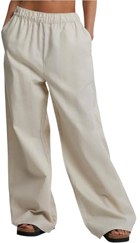 Urban Classics Damen Ladies Linen Mixed Wide Pants