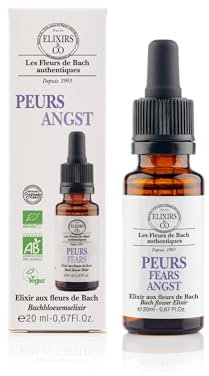 Elixirs & Co - Peur Bio Prêt à l'Emploi, Composé Unique aux Fleurs de Bach 20ml - Anxiété, Calme, Angoisse, Effet Apaisant - Fleur De Bach 100% Naturel - Fabriqué en France
