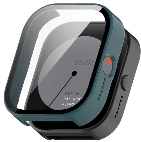FTRONGRT Hülle für CMF Watch Pro D395, Kombination aus PC + Gehärteter Bildschirmfolie, All-Inclusive-Uhrengehäuse, Stoßfest, Hülle für CMF Watch Pro D395 Smartwatch.Kiefernnadel Grün