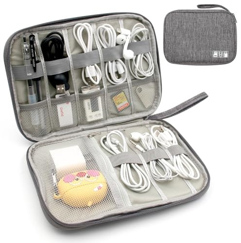 GOEDEKE Travel Cable Organiser - Electronics Accessories Organizer, Gadget Bag for Power Bank, Memory Card, Charger, Hard Disk (Grey)