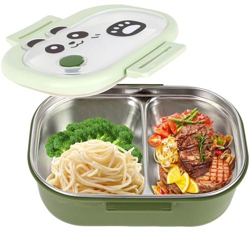 MIUUIPI Fiambrera para niños con compartimentos, sin BPA, fiambrera de acero inoxidable, a prueba de fugas, caja de almuerzo, para escuela, oficina, guardería, escuela, excursiones, microondas y