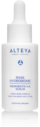 Alteya Bio-Rose Hydrobiome Microbiotic H.A. Sérum 30 ml – Soin de la peau bio certifié NaTRUE avec complexe à trois roses, triple acide hyaluronique et ectoïne – Hydrate et améliore la brillance de la