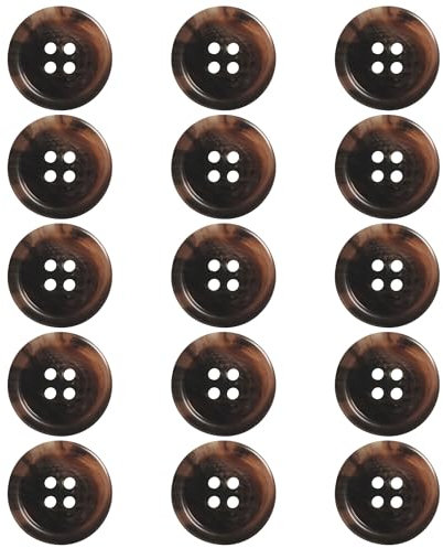 ftiemlovde 15 Stück 4 Loch Bunte Knöpfe zum Annähen Selber Machen Basteln(Braun 25mm)