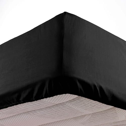 douceur d'intérieur Drap Housse (90 x 190 cm) Oscar Noir, Microfibre Unie
