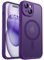 CANSHN Magnetic Compatible with iPhone 15 Case, Upgraded [Full Camera Protection] [Compatible with Magsafe] [Translucent Matte] Shockproof Protective Phone Case 6.1 - Deep Purple