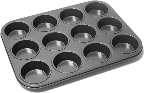THP DEALS 12 Cup Muffin Cake Pan | Create Dessert Magic Tray | Stainless Steel Tray with Stain-Resistant, Baking Mould for Muffins or Cupcakes, Bakeware
