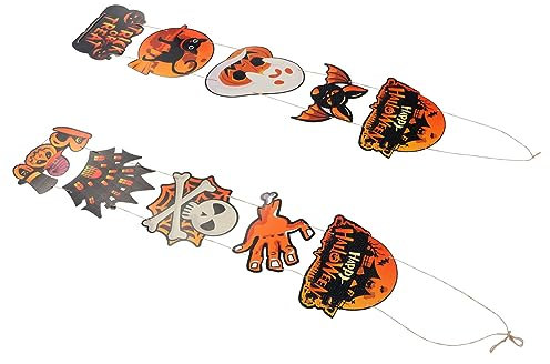 OSALADI 1 Paar Tür-Halloween-Ornamente Kranz Aufhänger Kleiderbügel Dekor hängende Schilderverzierung Halloween-Hängeschild Halloween-Schild für die Haustür Türschild Zeichen Papier