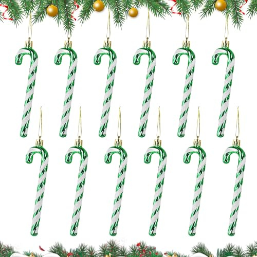 12 Stück Weihnachtsbaum Glitzer Zuckerstange Anhänger, 13 cm Christbaumschmuck, Weihnachten Deko, Weihnachtsbaumschmuck