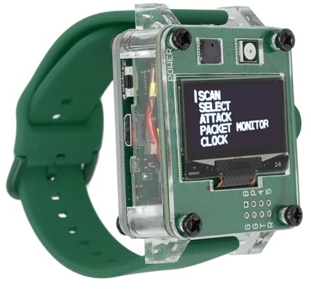 Netzwerksicherheitsüberwachung für ESP8266-Deauther-Angriffe, 1,3-Zoll-OLED-Display, mit Summer, Antenne und GPIO, für Entwickler (GREEN)