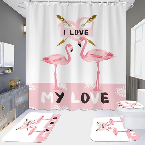 Badezimmermatte Golden Pink Tier Bad Teppiche Set 3 Teilig,rutschfeste Bath Mat(45x75cm)+U-Typ Wasseraufnahme Badmatte+Schnelltrocknend Badezimmerteppich