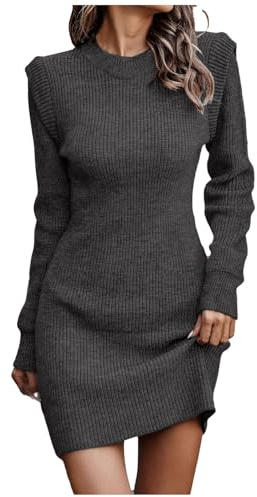 WVONIF Robe de Nuit Femme Noel Long ManchesRobe de Noel Robe Pull Femme Hiver Casual Moulante Manches Longues Col Rond avec Ceinture Chic Robe Femme Enceinte Jupe Longue Fendue Femme