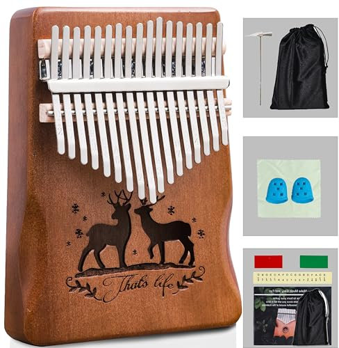 Kalimba Thumb Piano 17 Keys,Portable Mbira Finger Piano Beginners C Key with Music Book, Tuning Hammer, Storage bag, Christmas Gifts for Adults,Kids,Teenagers,Music Lovers