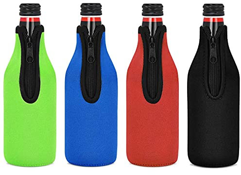 Phyachelo Pack de 4 Fundas aislantes para de Cerveza, con de Cremallera, Fundas de Neopreno