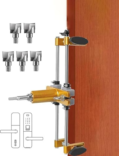 Door Lock Hole Opener Kit for Wooden Door, Lock Mortiser Door Fitting Kit Mortising Jig Tool(5 Blades)