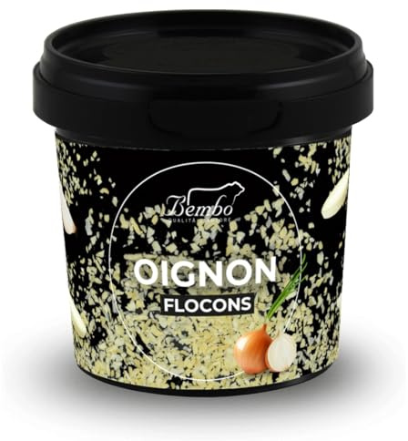 Flocons d'Oignon Bembo 50 g - Épice Naturelle Déshydratée pour Sautés, Sauces et Condiments - Emballage Anti-Lumière et Anti-Oxydation
