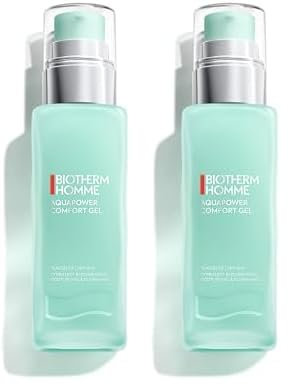 Biotherm Homme Aquapower Comfort Gel, mit Thermalplankton und Oligo-Mineralien, erfrischendes Gesichtsgel für Männer, für intensiv gepflegte Haut, 75 ml (Packung mit 2)