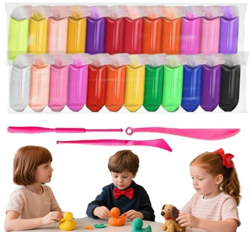 Knette Masse-Set für die kreative Modelliermasse für Kinder mit bunten weichen Handwerker-Ton zum fantasievollen Spielen Spielen bunte Knete ungiftig wie spielend