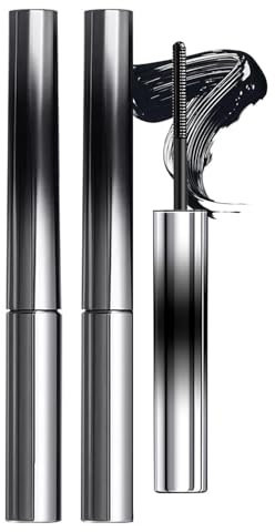 2 Stuck Iron Wand Mascara, Metall-Mascara-Stab, schwarze, waschbare, 3D-Wimperncurling, zusätzliche Fasern, wasserfest, natürliche Länge, schlankes Volumen, langanhaltend,