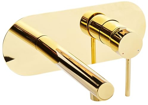 Einzelhebel-Wandarmatur für Waschbecken mit 3 Löchern Messing gold Clavijo