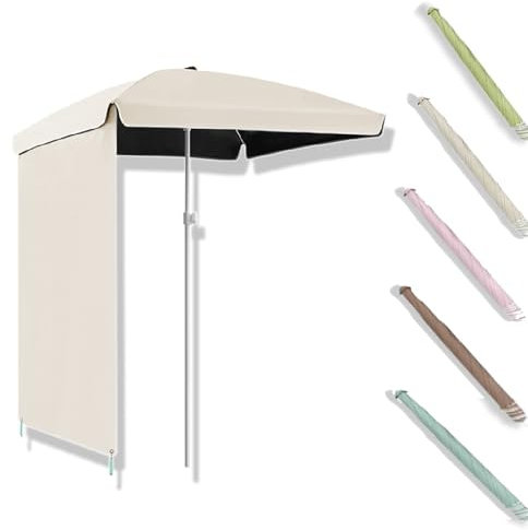 MACAGGTNTU Exterior Sombrilla De Jardín 160cm 200cm Sombrilla Terraza Cuadrada Sombrilla De Playa con Pared Lateral Y Regulable Altura(Beige,200cm/6.5ft)