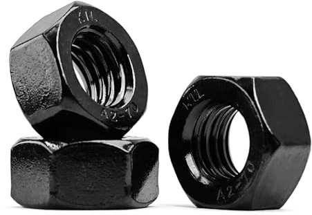 MINHER M10-1,5 Sechskantmuttern Schwarz oxidierter Edelstahl A2 V2A muttern DIN 934 (10 Stück)
