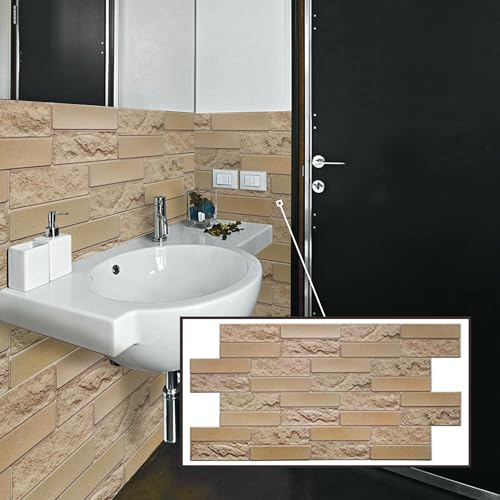 3D-Wandpaneele PVC | Ziegel Optik | 1-20 Platten - 0.5-10 m² | Für Wohnzimmer, Küche & Bad | Einfache DIY-Montage (5, Paneling Brick)