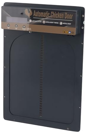 Naroote Ouvre-Porte Solaire pour Poulailler, Télécommande Solaire Automatique, Capteur de Lumière de Porte de Poulailler, Minuterie 3 en 1, écran d'affichage LED pour la Maison (Grey)