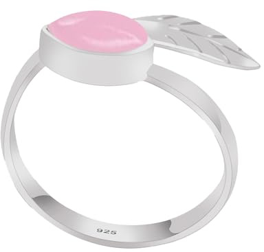 ZXLIHS Bague en Argent Sterling 925 avec Pierre de Quartz Rose, Bague de déclaration pour Femmes Filles, Bague avec Pierres précieuses Naturelles, Bague de promesse pour la Saint-Valentin, la fête
