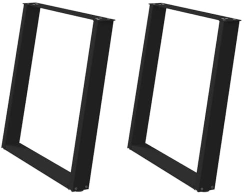 Kaorsrow Pieds de table de salle à manger en forme de U noirs 70 x 72-73 cm en acier revêtu par pulvérisation avec pieds de nivellement réglables, design géométrique moderne, capacité de charge