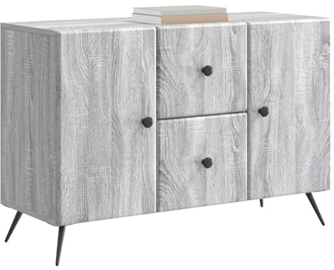 vidaXL Sideboard Graues Sonoma 89 x 34,5 x 60 cm Holzwerkstoff, Wohnzimmer, Rechteckiger Moderner Sideboard, Viel Stauraum, Verstellbarer Organizer, Stilvolle Lösung