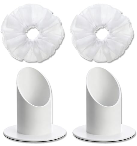 2 Stück Kerzenständer Kommunionkerze 4cm für Taufkerze | Weiß Metall Kerzenhalter mit Tropfschutz, Tropfschutz Kommunionkerze für Taufkerzenhalter Taufkerzenständer Kommunion Deko