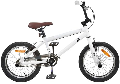 vidaXL BMX Rad 20 Zoll für über 9 Jahre alt Weiß, Verstellbare Lenker, Kinder BMX-Rad, Jugend Stunt, Outdoor Fahrrad, Sportliches Rad für Kids