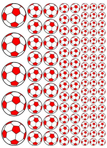 100 Aufkleber, Fußball, Sticker, 15-50 mm, weiß/rot, aus PVC, Folie, bedruckt, selbstklebend, EM, WM, Bundesliga