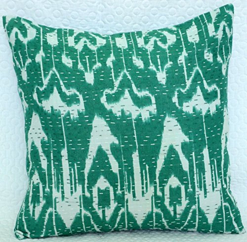Indian Kantha Kissenbezug, Überwurf Ethnic Dekorative Ikat Print Handmade Kissen, Ethnic Werfen Decor Art,