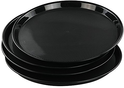 Ramddy Bandejas redondas negras para servir, juego de 4